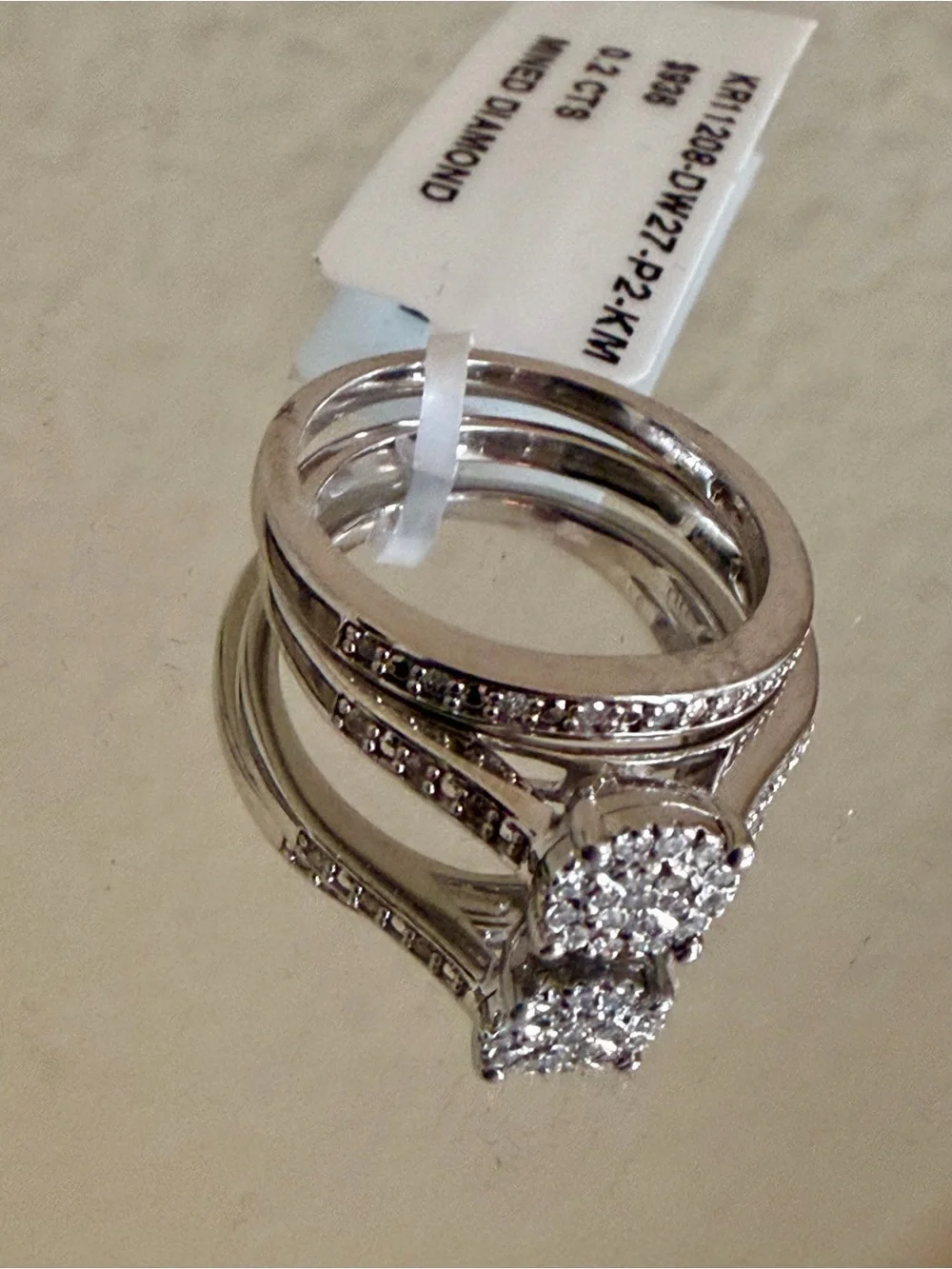 Natural Diamond Bridal Wedding Ring Set Multi-stone Cluster Engagement Chanel-se